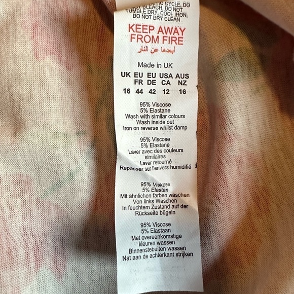 Boohoo Floral Print Frill Shoulder Midi Dress In White/Red Size 12 - Picture 7 of 8